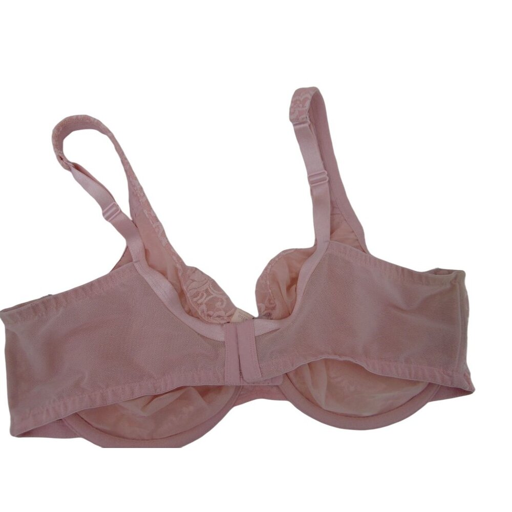 Cacique Light Pink Lace Sheer Bra 42DD 42 DD Unpadded Underwire Floral - Picture 6 of 11